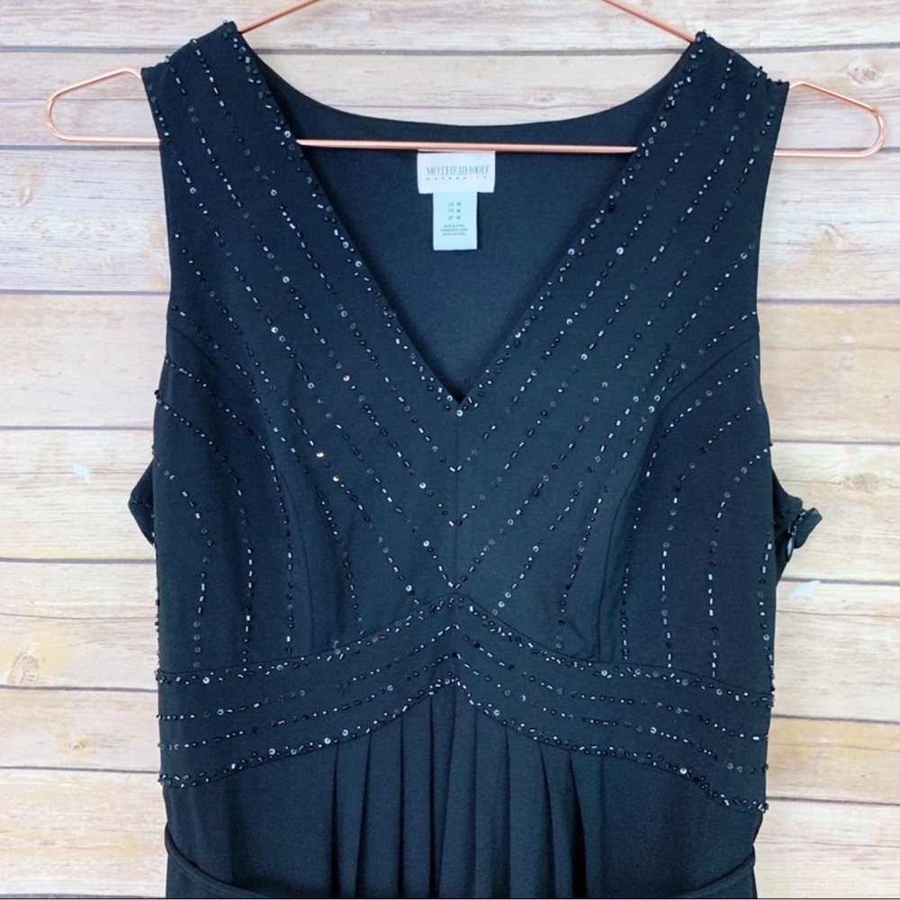 Motherhood Maternity Beaded Little Black Dress Cocktail Semiformal - Picture 2 of 6